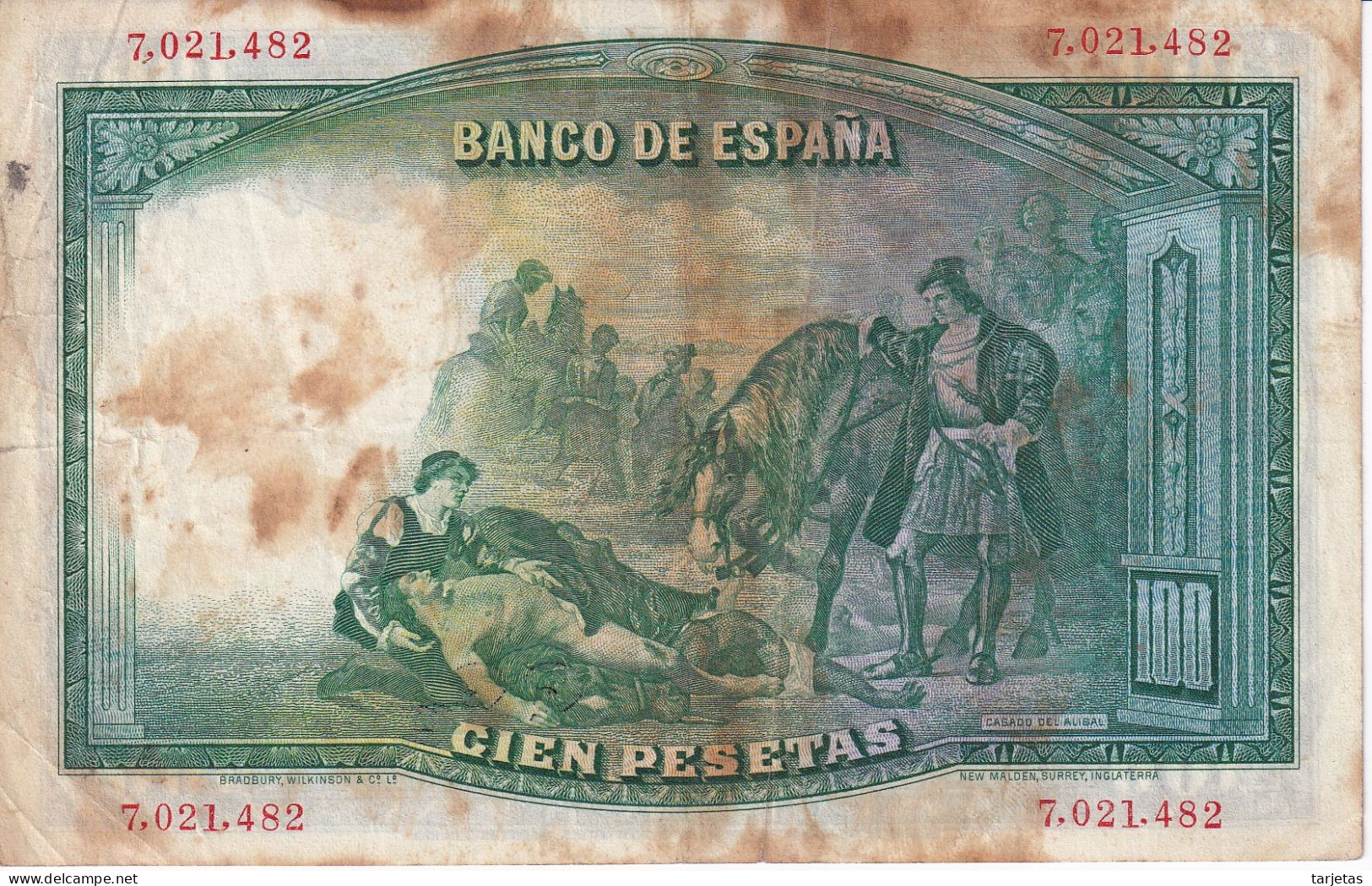 BILLETE DE ESPAÑA DE 100 PTAS DEL AÑO 1931 SIN SERIE  (BANKNOTE) EL GRAN CAPITAN - 100 Peseten