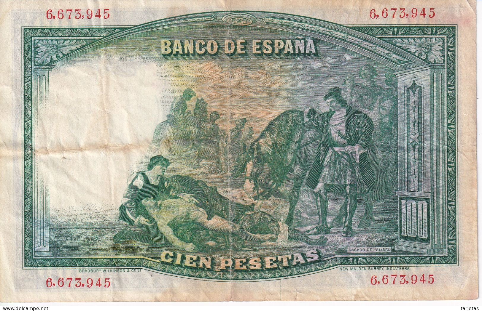 BILLETE DE ESPAÑA DE 100 PTAS DEL AÑO 1931 SIN SERIE  (BANKNOTE) EL GRAN CAPITAN - 100 Peseten