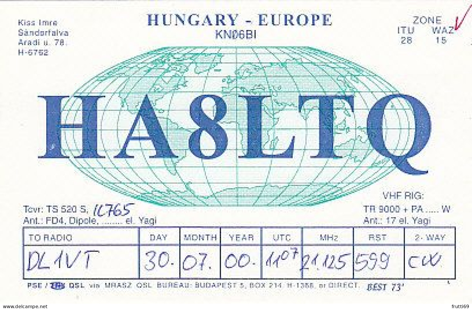 AK 185079 QSL - Hungary - Sándorfalva - Radio Amateur