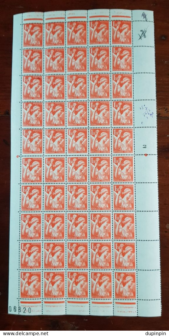 Bloc De 50 Valeurs - Iris 1,50f - 1939-44 Iris