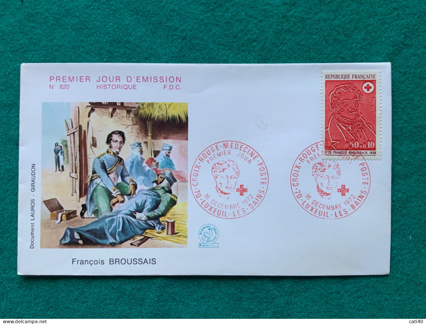 FRANCIA -  LA CROCE ROSSA E LA POSTA   -F.BROUSSAIS - R.DUFRICHE -  FDC  1972 - Covers & Documents