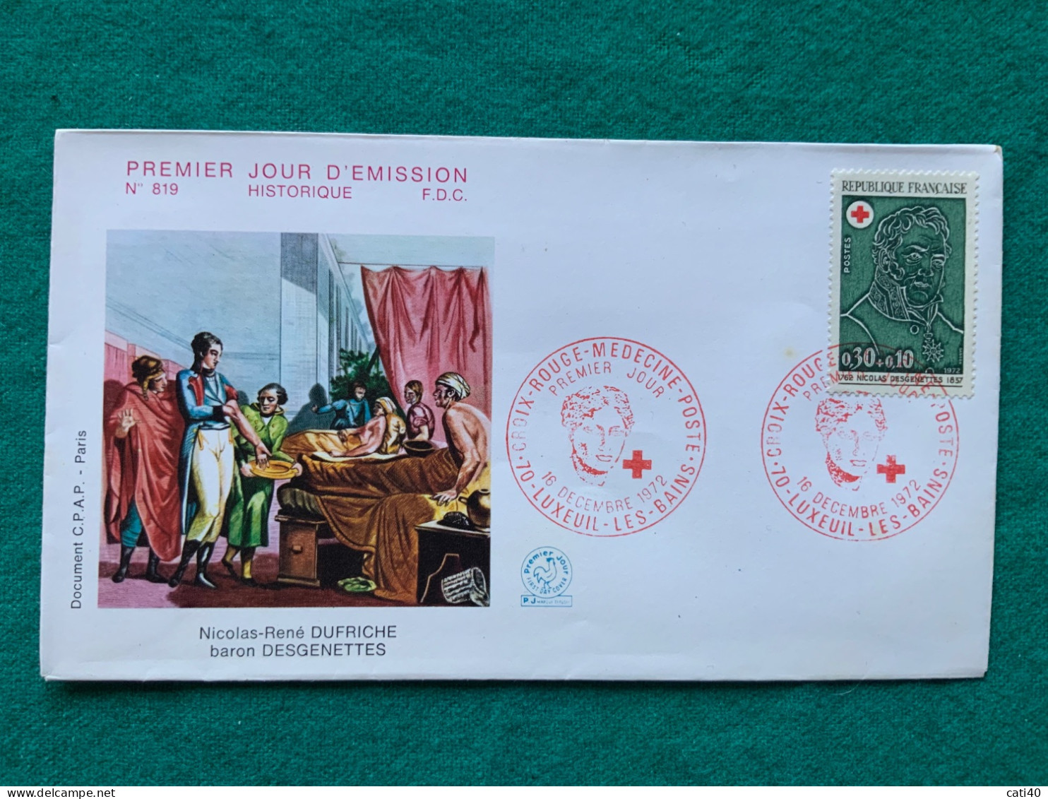 FRANCIA -  LA CROCE ROSSA E LA POSTA   -F.BROUSSAIS - R.DUFRICHE -  FDC  1972 - Cartas & Documentos