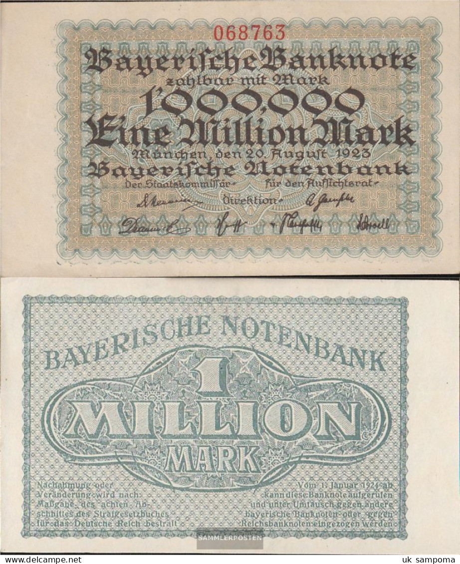 Bavaria Rosenbg: BAY12 Länderbanknote Bavaria Used (III) 1923 1 One Million Mark - 1 Miljoen Mark