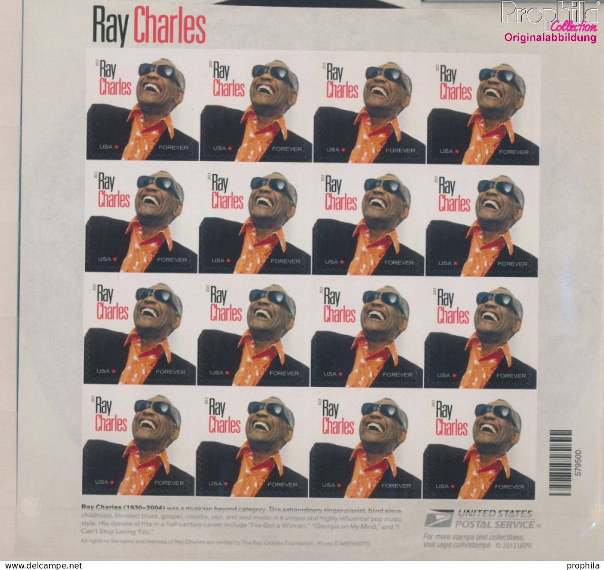 USA 5001BA Fb Folienblatt (kompl.Ausg.) Postfrisch 2013 Ray Charles (10221666 - Unused Stamps