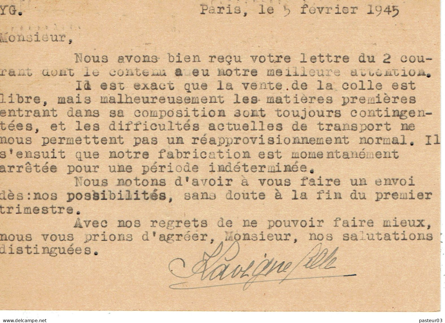 651 Type Iris 1,20 F. Violet Flamme Flier Paris Tri N° 1 Départ 6-2-1945 - 1939-44 Iris