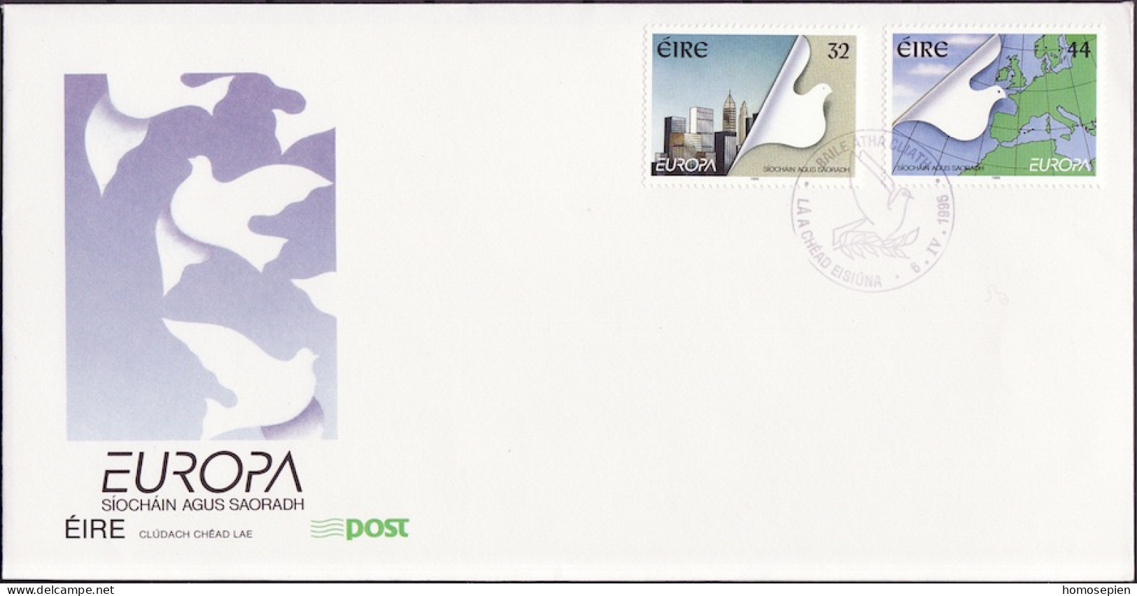 Irlande - Ireland - Irland FDC 1995 Y&T N°896 à 897 - Michel N°890 à 891 - EUROPA - Gommé - FDC