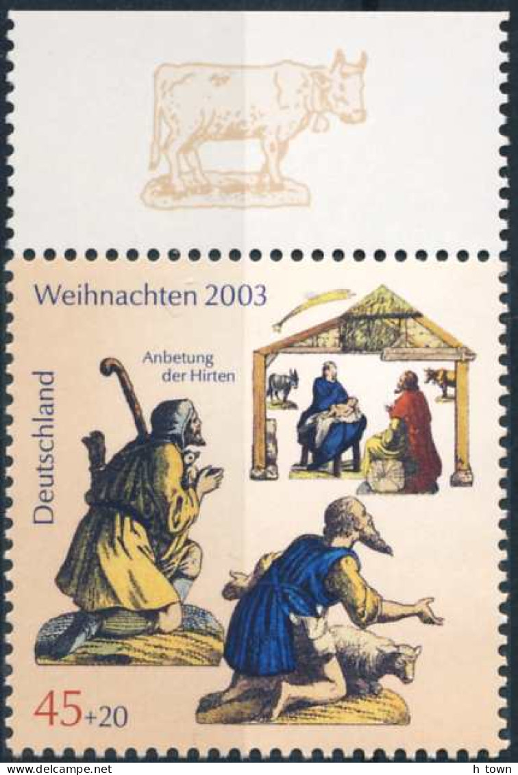 723  Noël 2003: Timbre D'Allemagne Avec Bordure Vache  Bovin - Cow, Bull On The Margin Of Christmas Stamp From Germany - Vaches