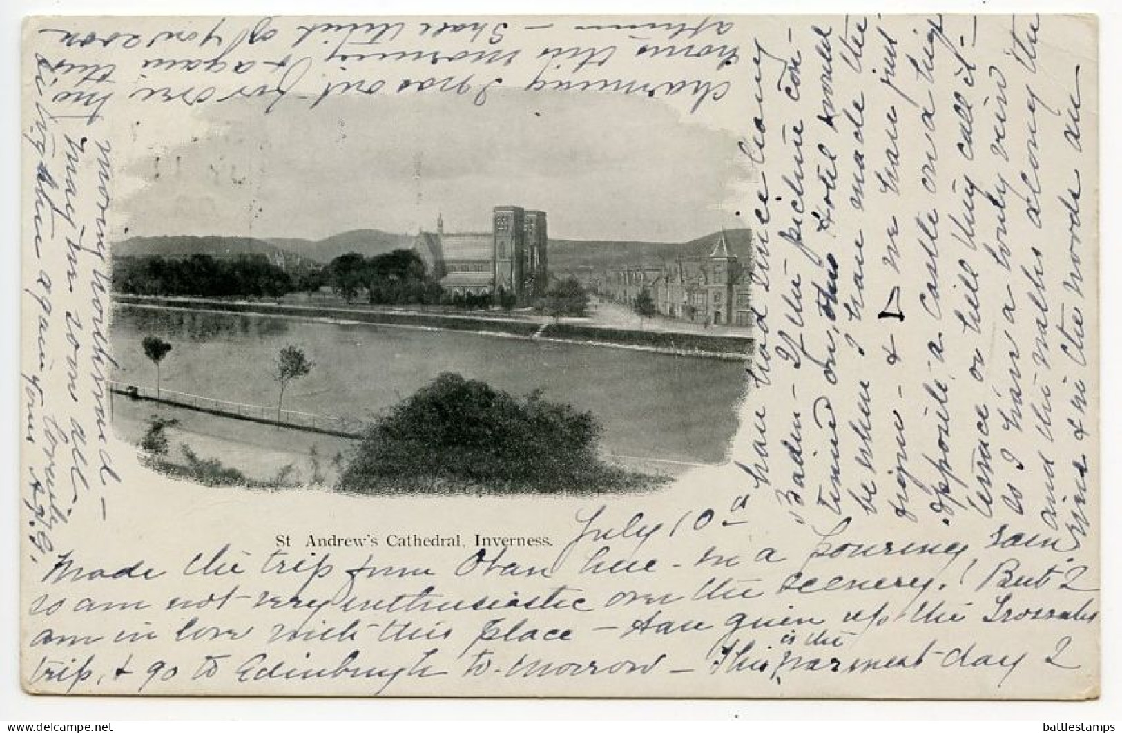 Great Britain / Scotland 1900 Postcard Inverness - St. Andrew's Cathedral; Scott 125 - 1/2p. QV - Inverness-shire