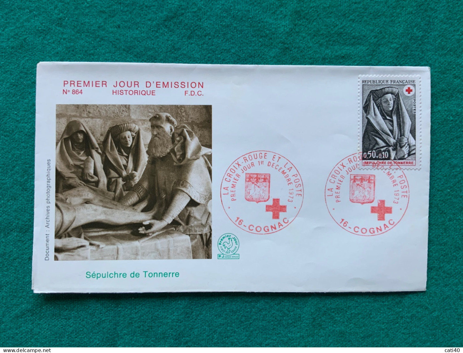 FRANCIA -  LA CROCE ROSSA E LA POSTA   - SEPULCHRE DE TONNERRE  -  FDC  1973 - Covers & Documents