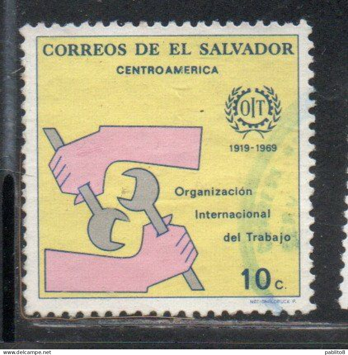 EL SALVADOR 1969 ILO OIL OIT EMBLE 10c  USED USATO USADO OBLITERE' - Salvador