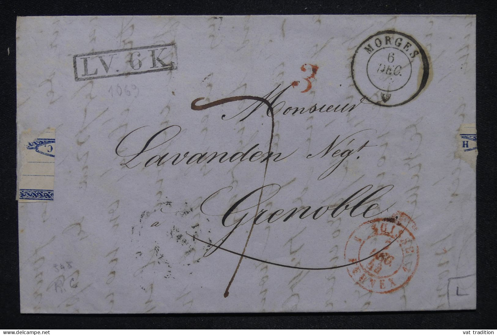 SUISSE - Cachet à Date De Morges Sur Lettre Pour Grenoble En 1844 - L 148931 - ...-1845 Préphilatélie