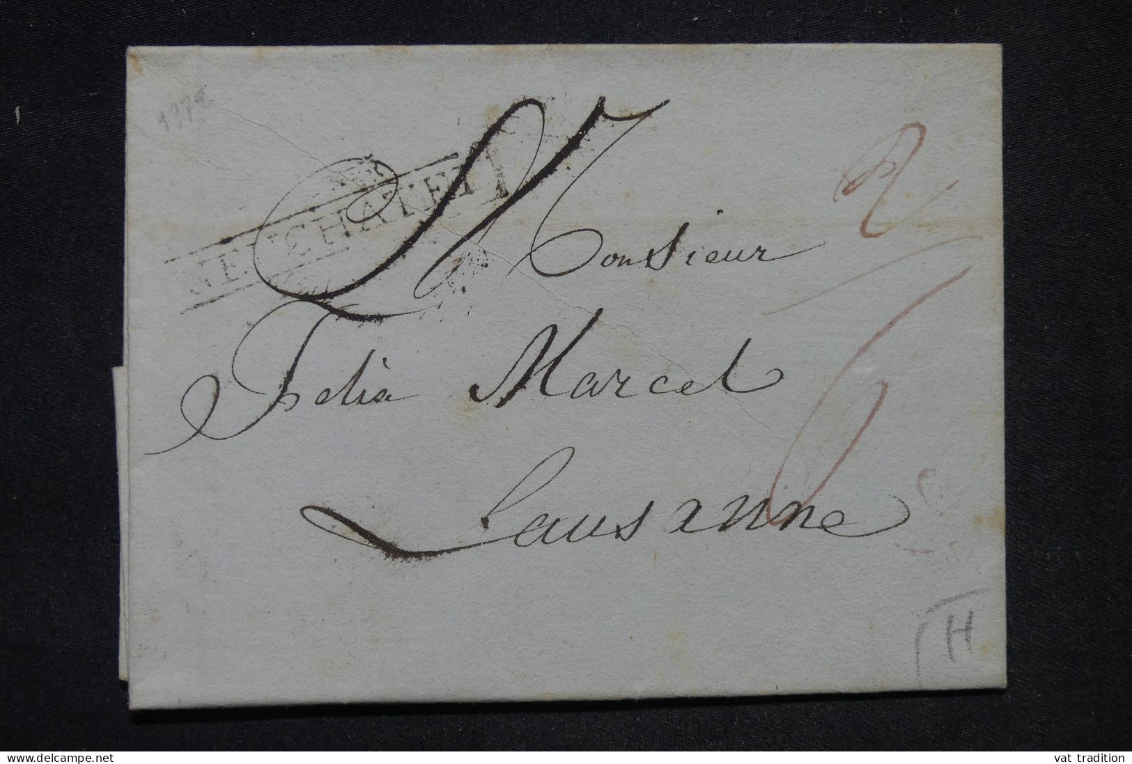 SUISSE - Marque Postale De Neuchatel Sur Lettre Pour Lausanne En 1772 - L 148932 - ...-1845 Préphilatélie