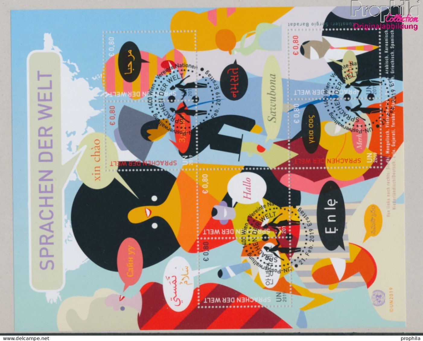 UNO - Wien Block52 (kompl.Ausg.) Gestempelt 2019 Sprachen Der Welt (10257088 - Used Stamps