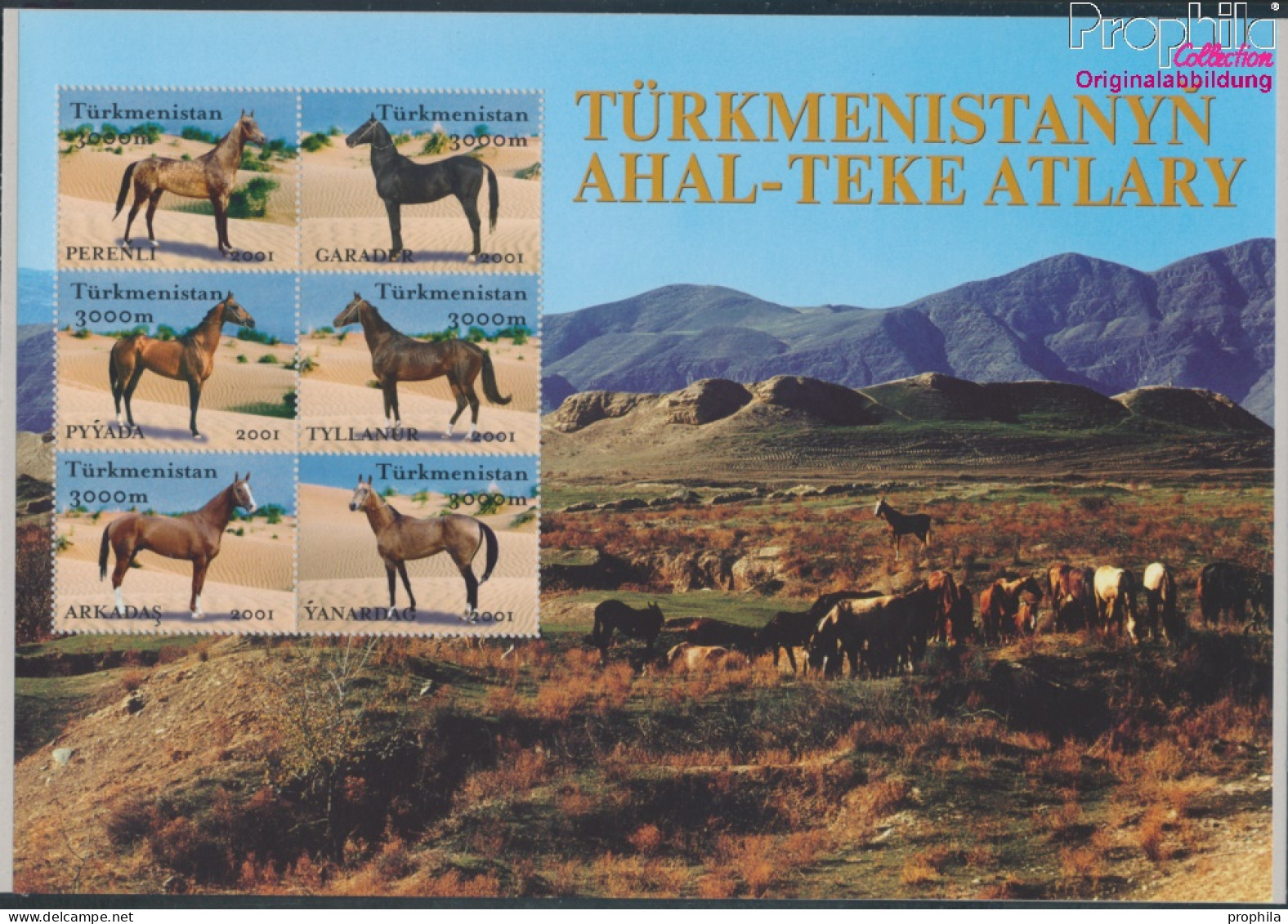 Turkmenistan Block9 Postfrisch 2001 Achal-Tekkiner-Pferde (10257060 - Turkmenistan