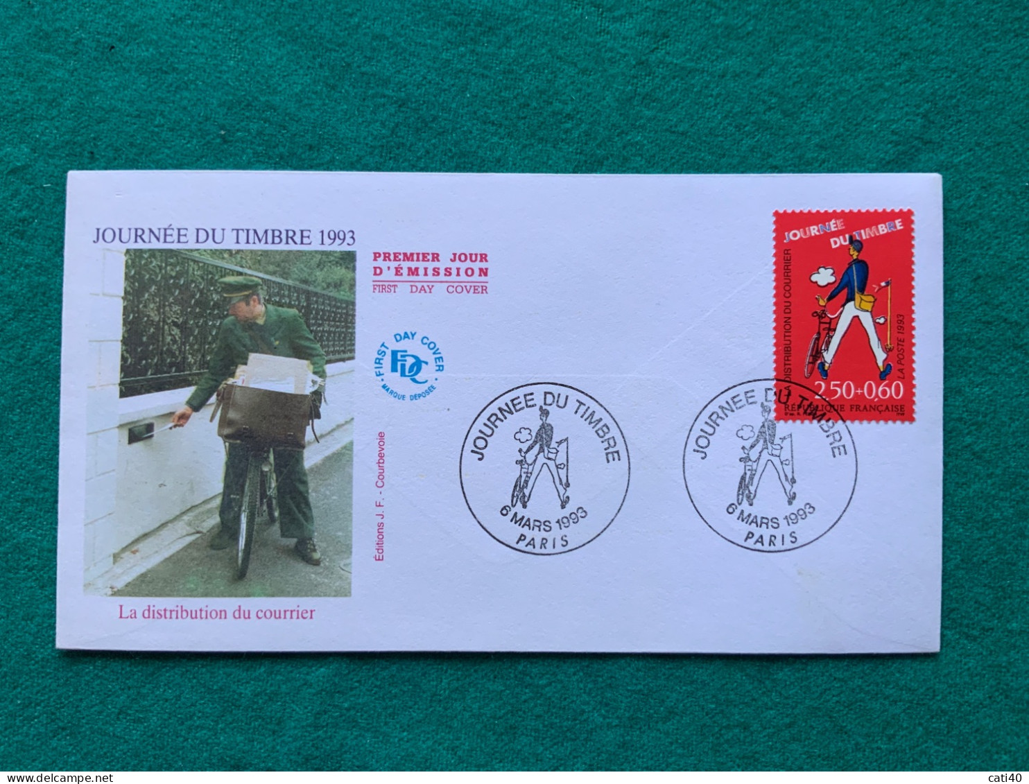 FRANCIA - GIORNATA DEL FRANCOBOLLO - IL POSTINO - DISTRIBUZIONE POSTA  -   FDC 1993 - Covers & Documents