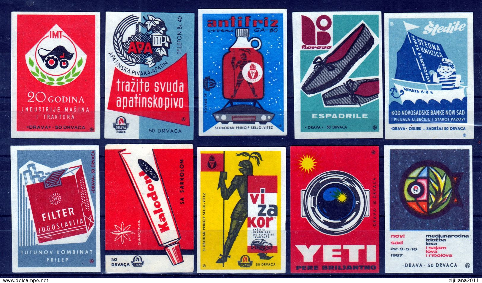 FILUMENIA ⁕ Yugoslavia DRAVA Osijek ⁕ Match Label / Matchbox Labels ⁕ Lot Of 27v - Advertising - See All Scan - Boites D'allumettes - Etiquettes
