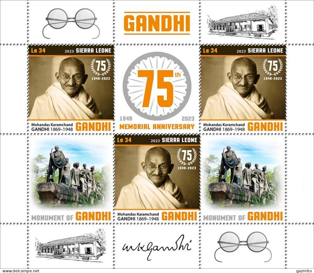 Sierra Leone 2023, Gandhi, BF - Mahatma Gandhi