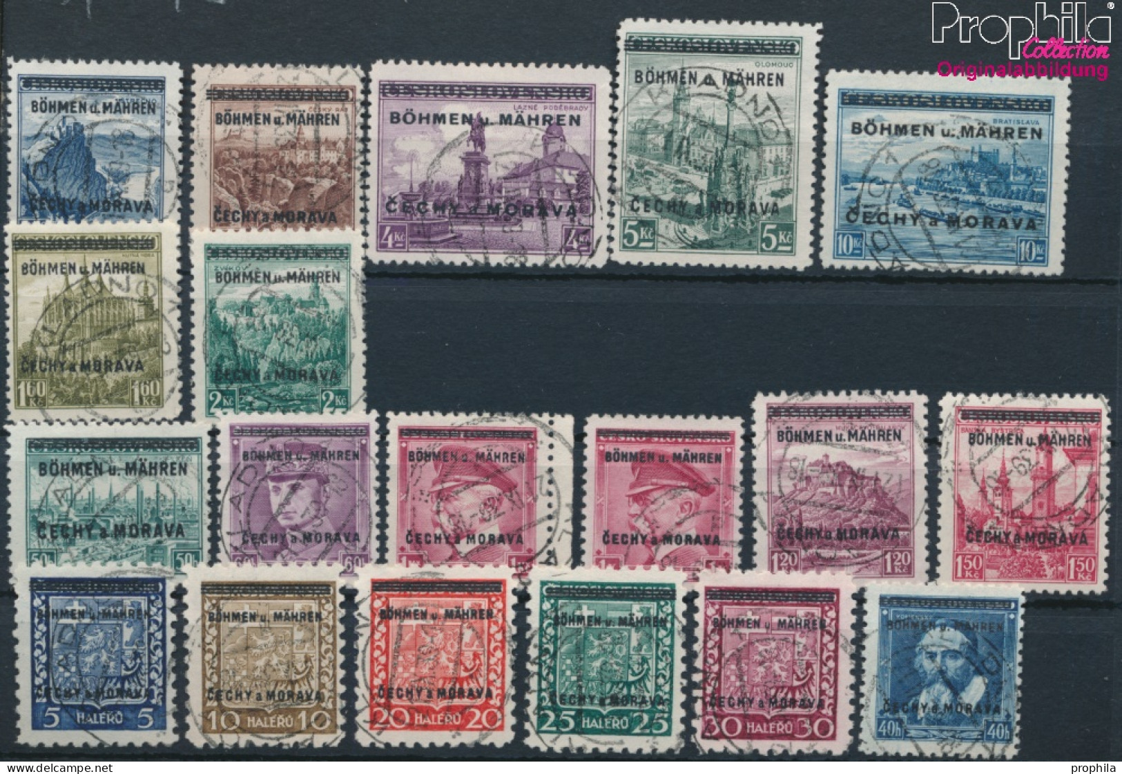 Böhmen Und Mähren 1-19 (kompl.Ausg.) Stempel Nicht Prüfbar Gestempelt 1939 Aufdruckausgabe (10221150 - Used Stamps