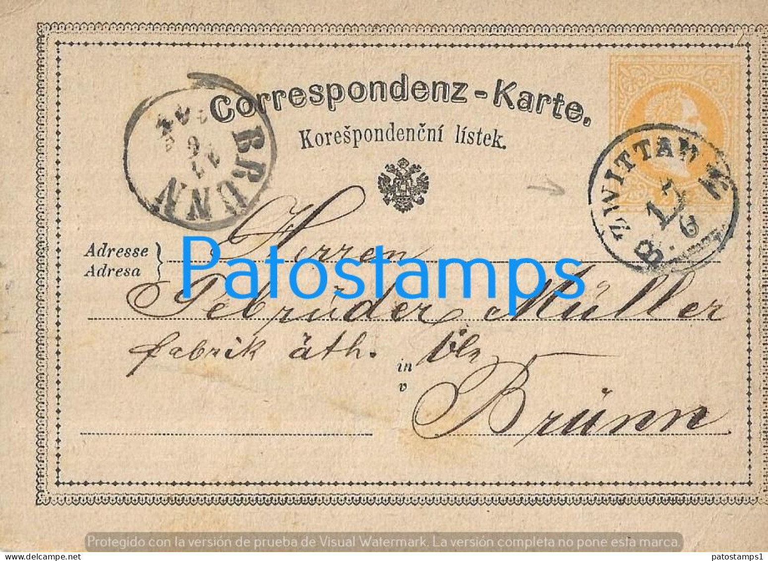 219742 CZECH REPUBLIC ZWITTAU CANCEL YEAR 1872 CIRCULATED TO GERMANY POSTAL STATIONERY POSTCARD - Unclassified