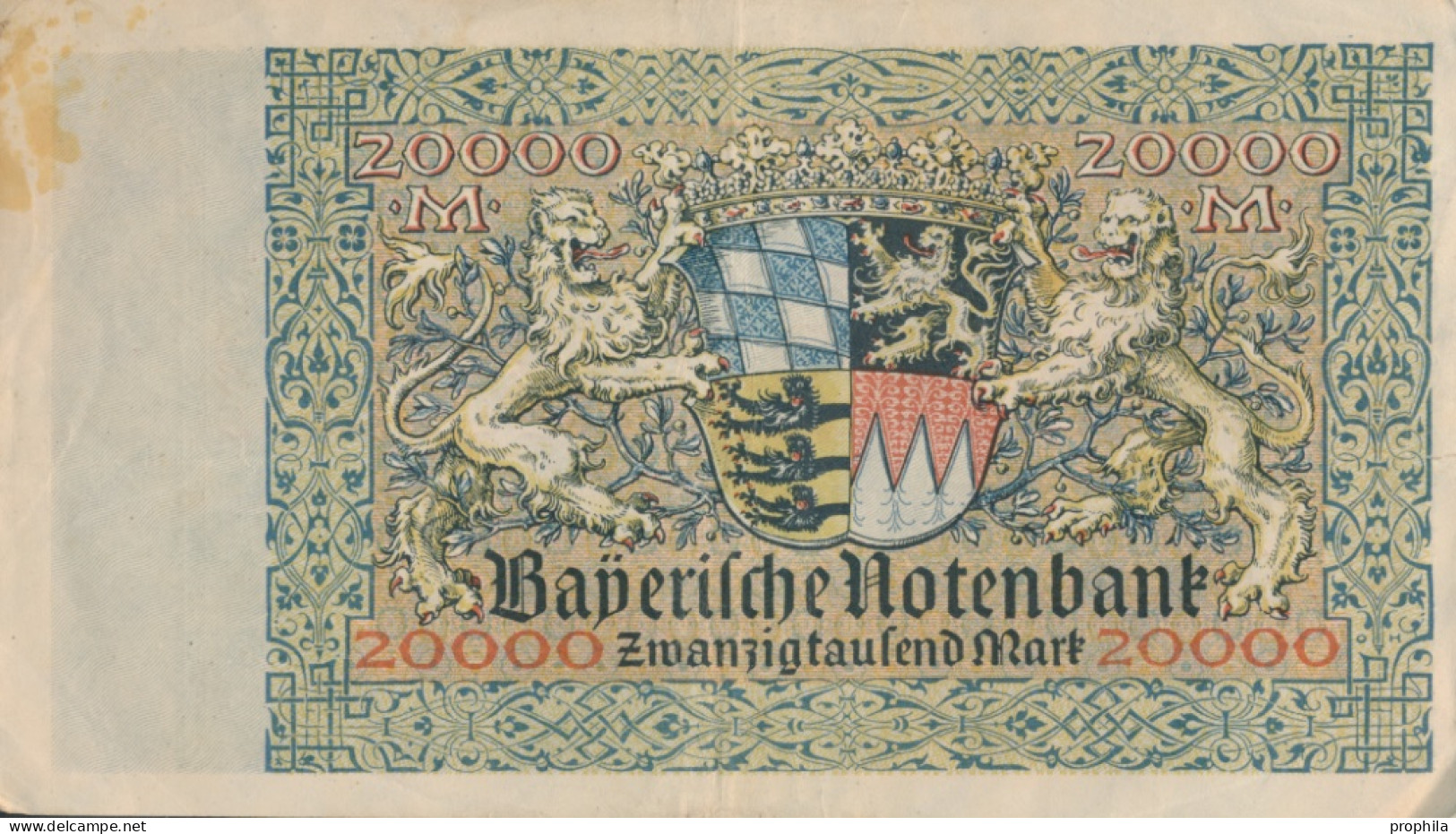 Bayern Rosenbg: BAY7a Länderbanknote Bayern Gebraucht (III) 1923 20.000 Mark (10288504 - 20.000 Mark