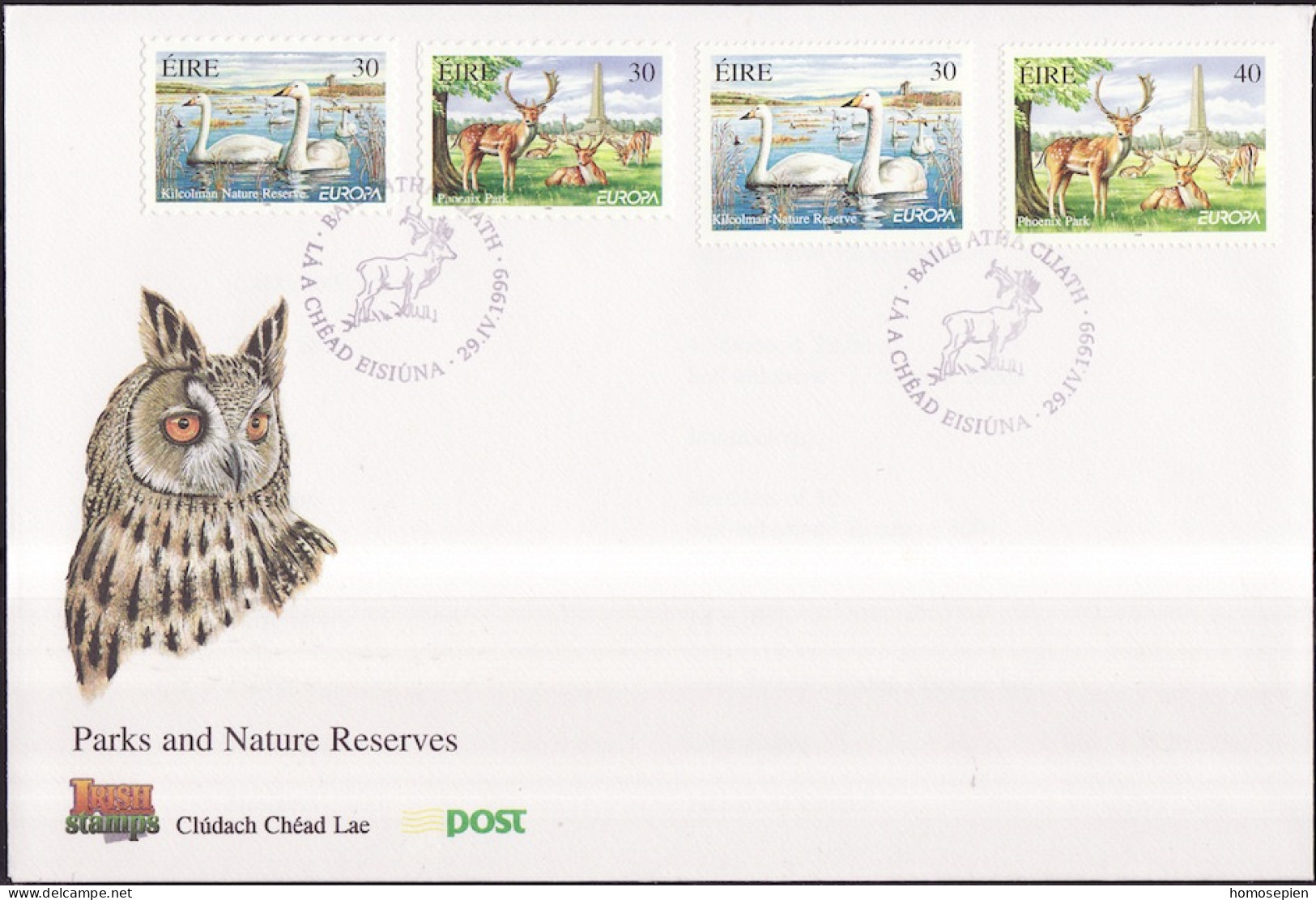 Irlande - Ireland - Irland FDC 1999 Y&T N°1143 à 1146 - Michel N°1139 à 1142 - EUROPA - Gommé Et Autoadhésif - FDC