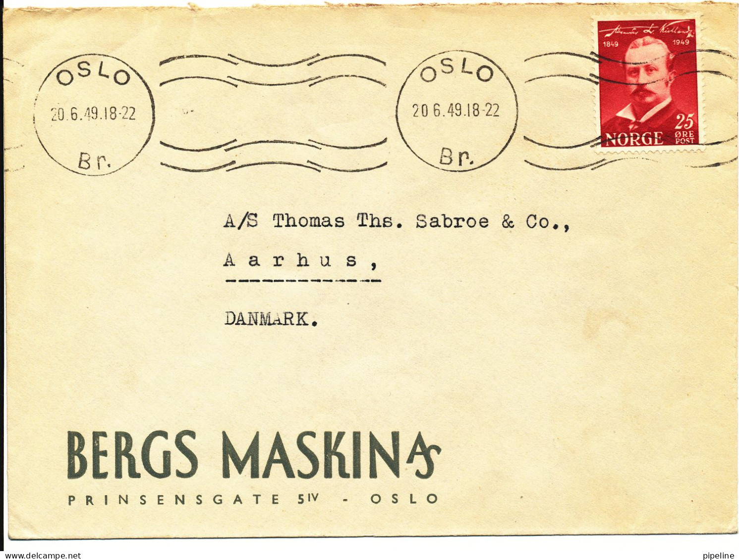 Norway Cover Sent To Denmark Oslo 20-6-1949 - Covers & Documents