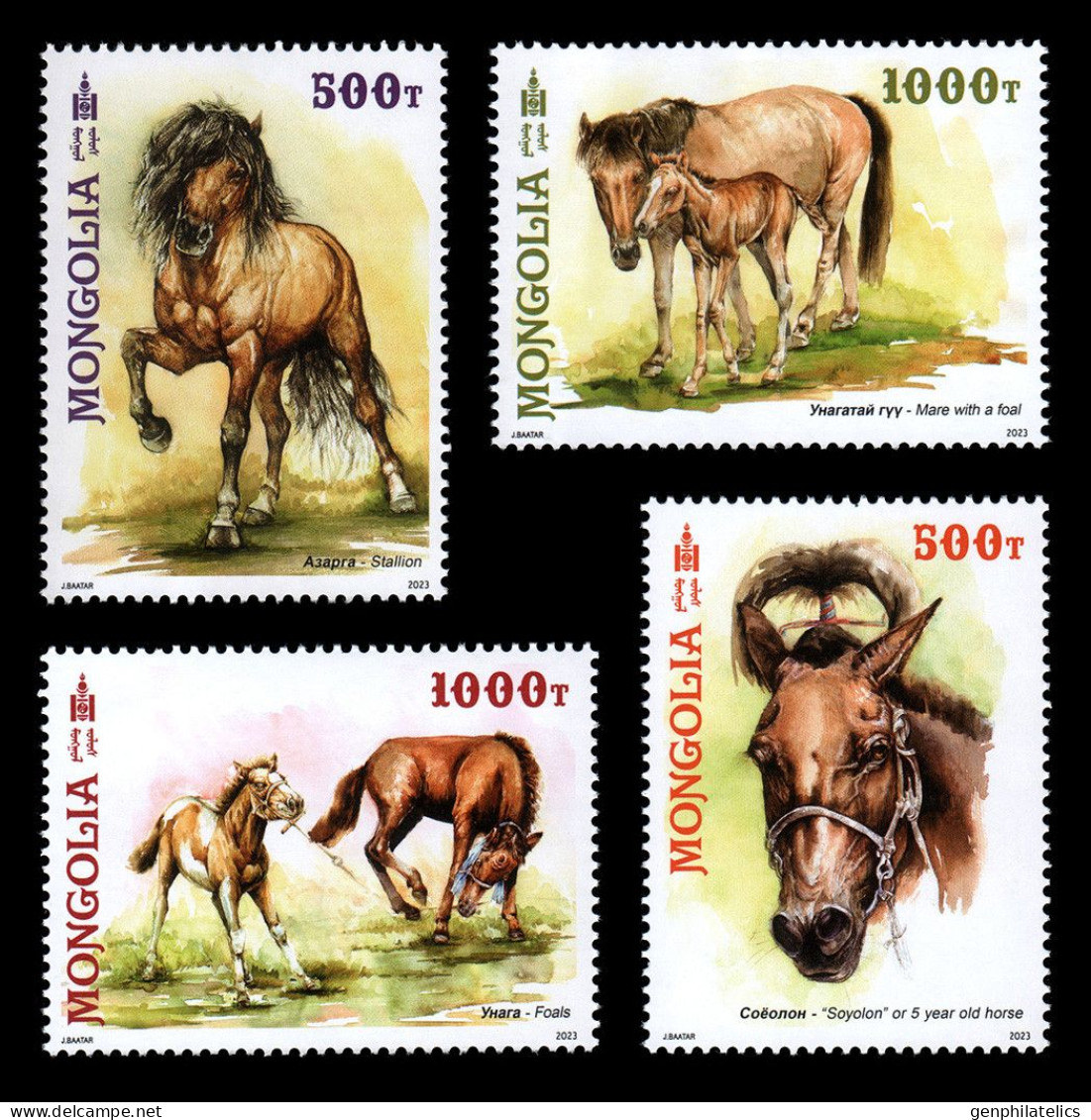 MONGOLIA 2023 FAUNA Animals HORSES - Fine Set MNH - Mongolie