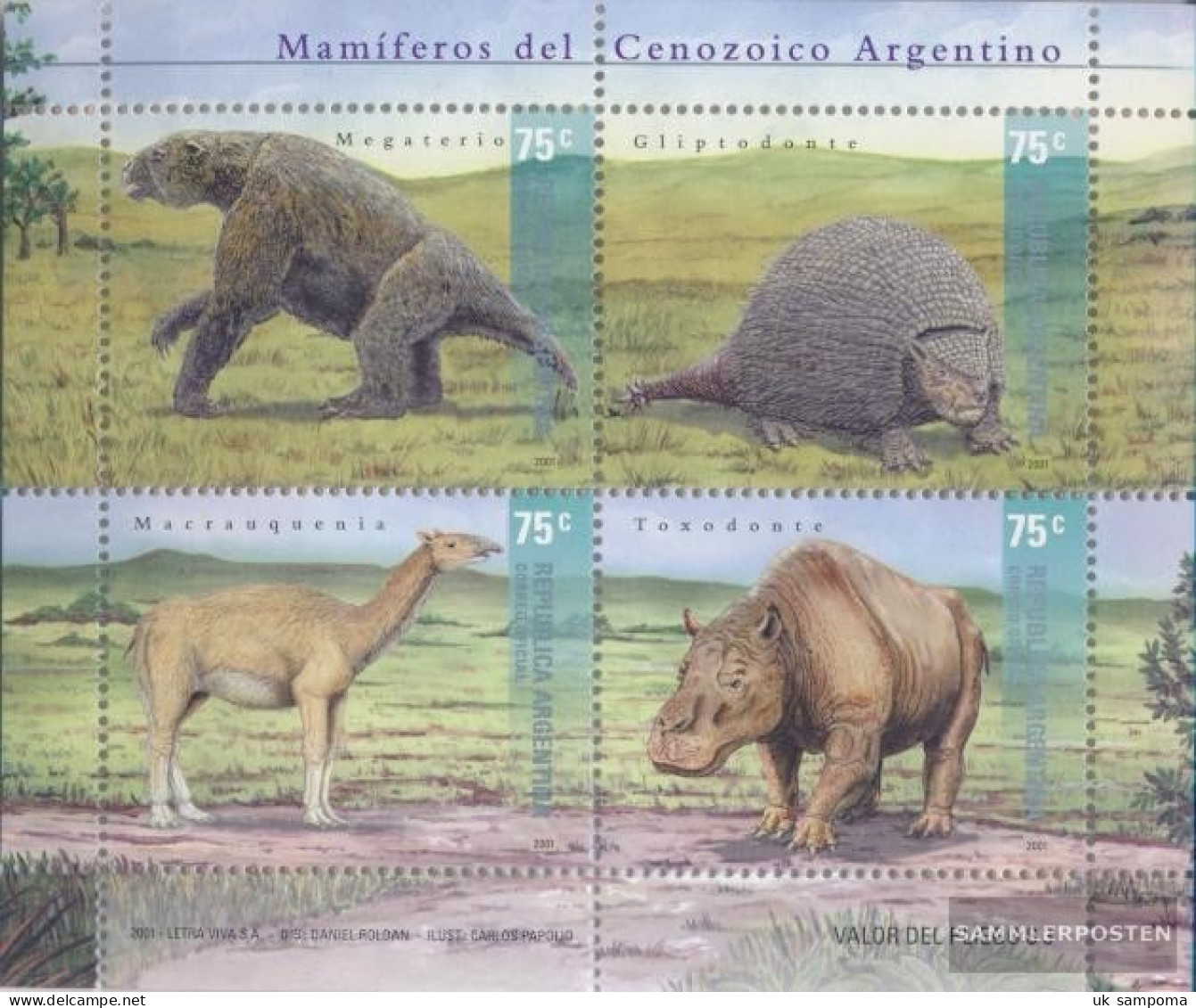 Argentina Block73 (complete Issue) Unmounted Mint / Never Hinged 2001 Prehistoric Animals Argentiniens - Neufs