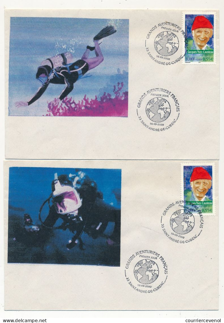 FRANCE -2 Enveloppes Illustrées Affr Cousteau + Série OMEC Marseille 11/12/2000 - Cartas & Documentos