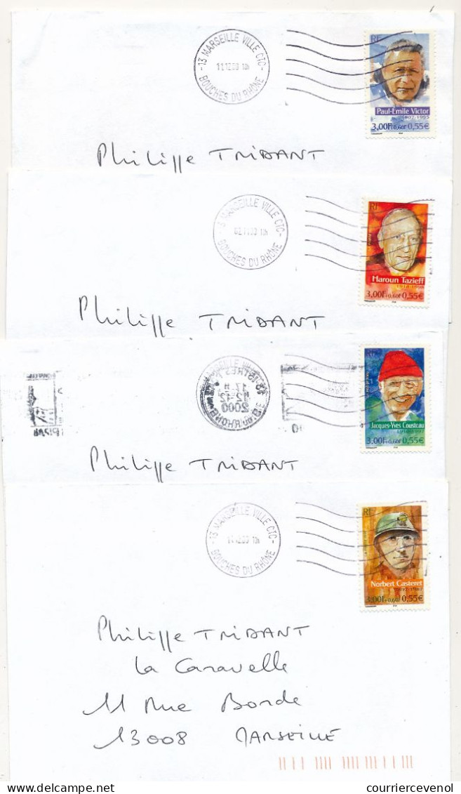 FRANCE -2 Enveloppes Illustrées Affr Cousteau + Série OMEC Marseille 11/12/2000 - Cartas & Documentos