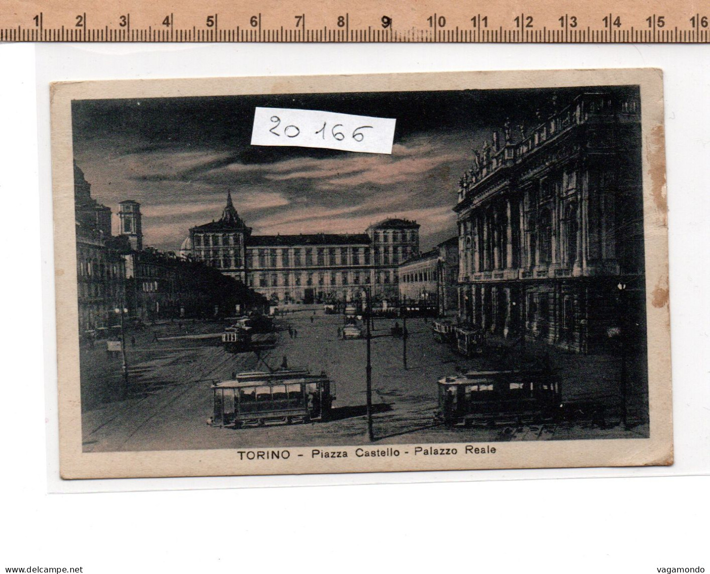 20166  TORINO PIAZZA CASTELLO PALAZZO REALE TRAMVAI  ANIMATA 1930 - Palazzo Reale