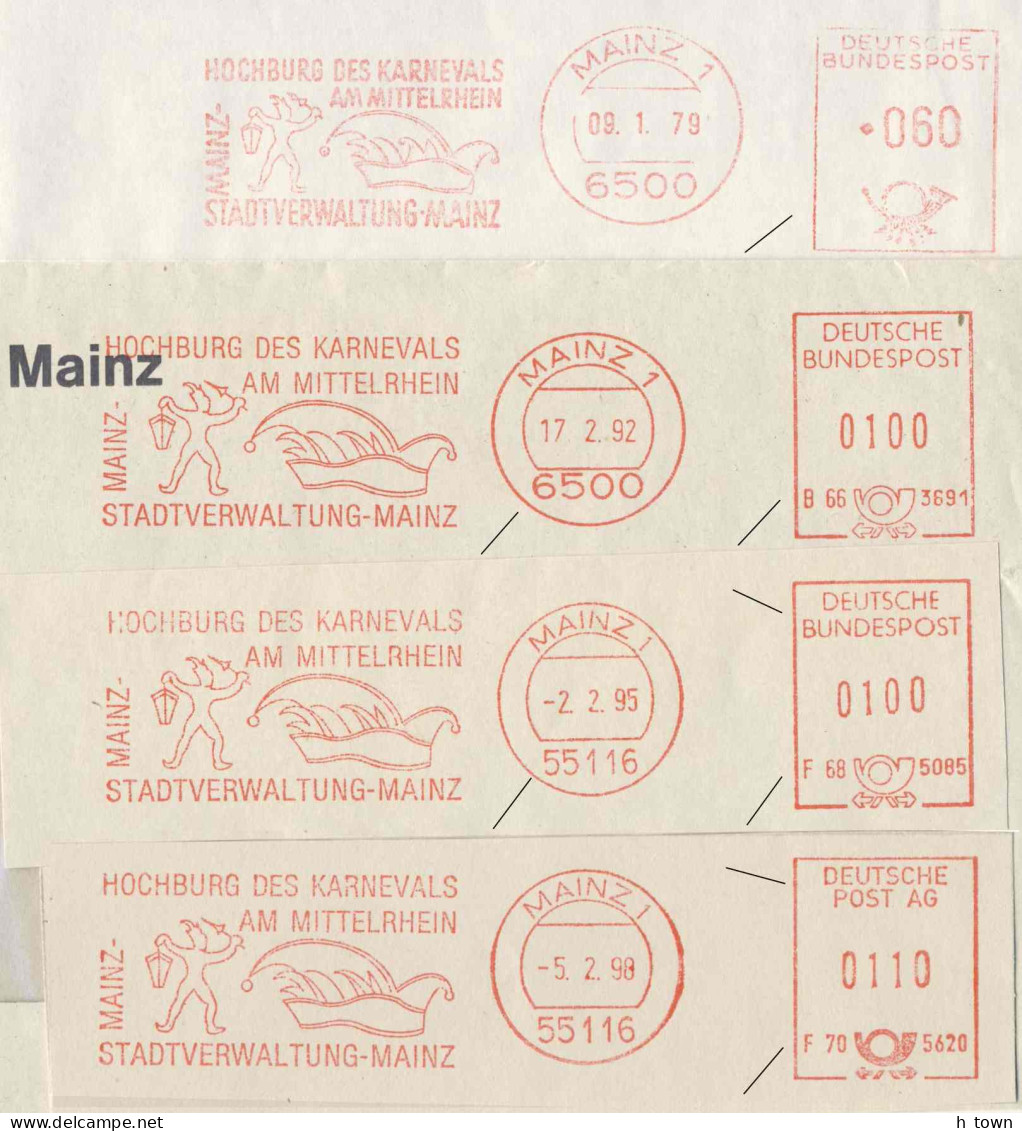 819  Carnaval Mayence: 4 Ema D'Allemagne, 1979/98 - Carnival Mainz  Meter Stamps From Germany - Carnavales