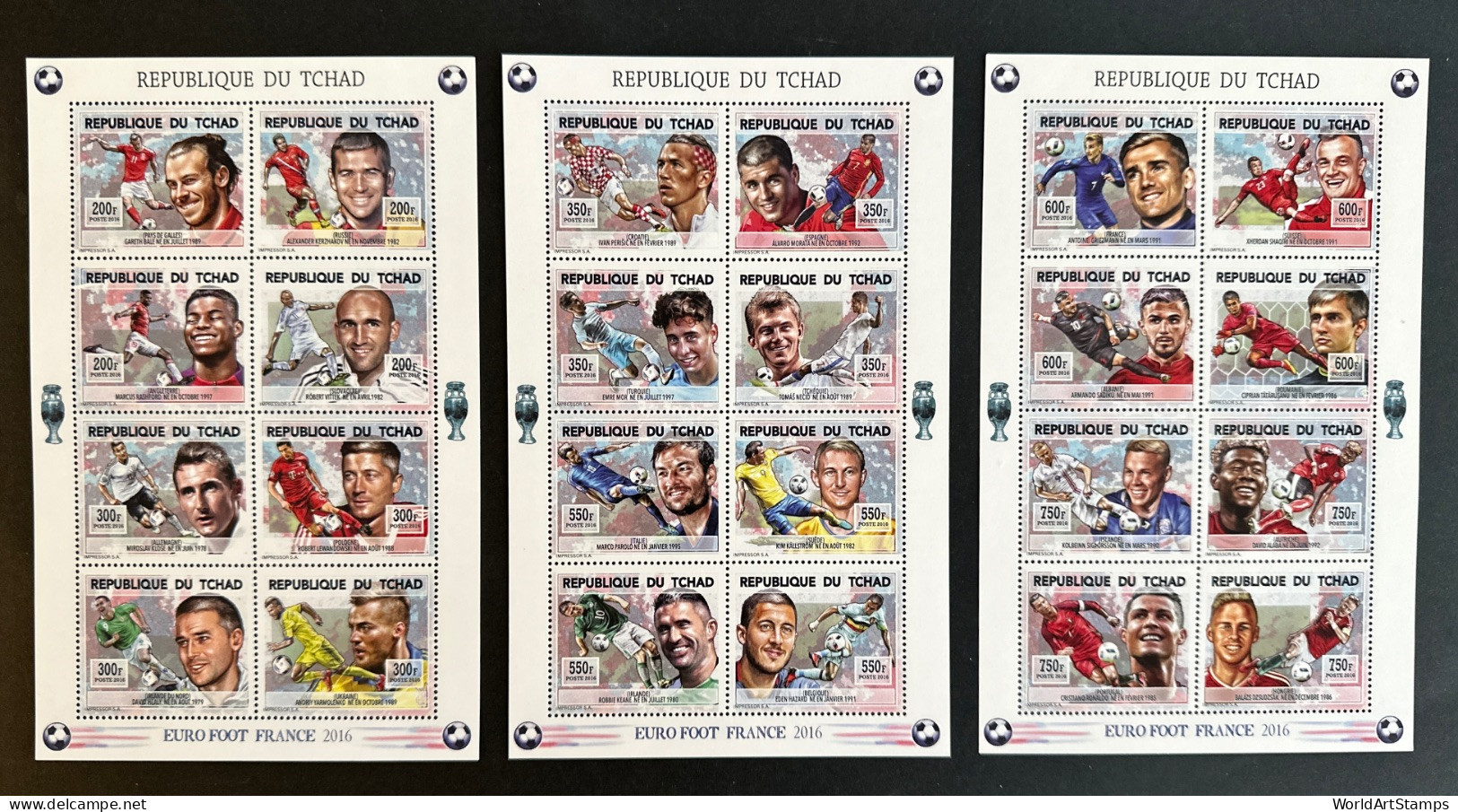 Stamps Set Euro Foot 2016 Chad N°2790/2813 Perf. - Championnat D'Europe (UEFA)