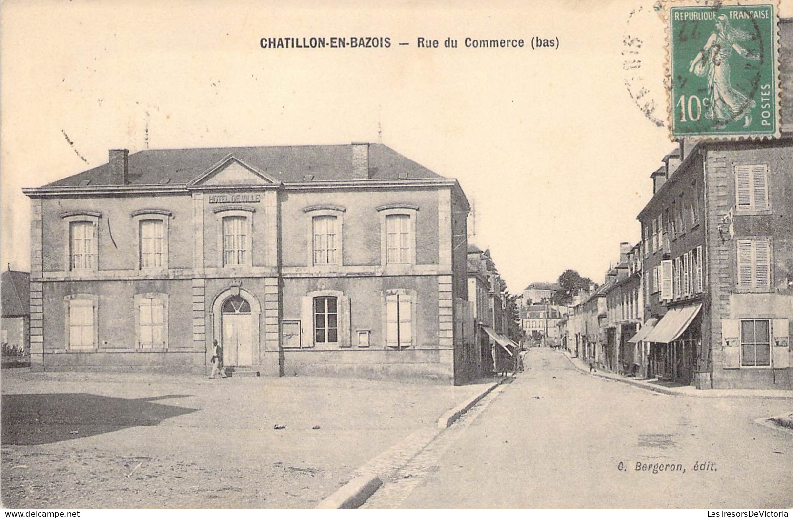 France - Chatillon En Bazois - Rue Du Commerce - Bas - Bergeron - Carte Postale Ancienne - Chatillon En Bazois