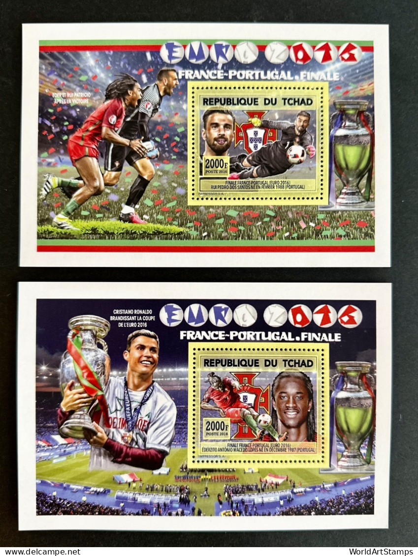 Stamps S/S Euro Foot 2016 Chad N° Bl 636-637 Perf. - Championnat D'Europe (UEFA)