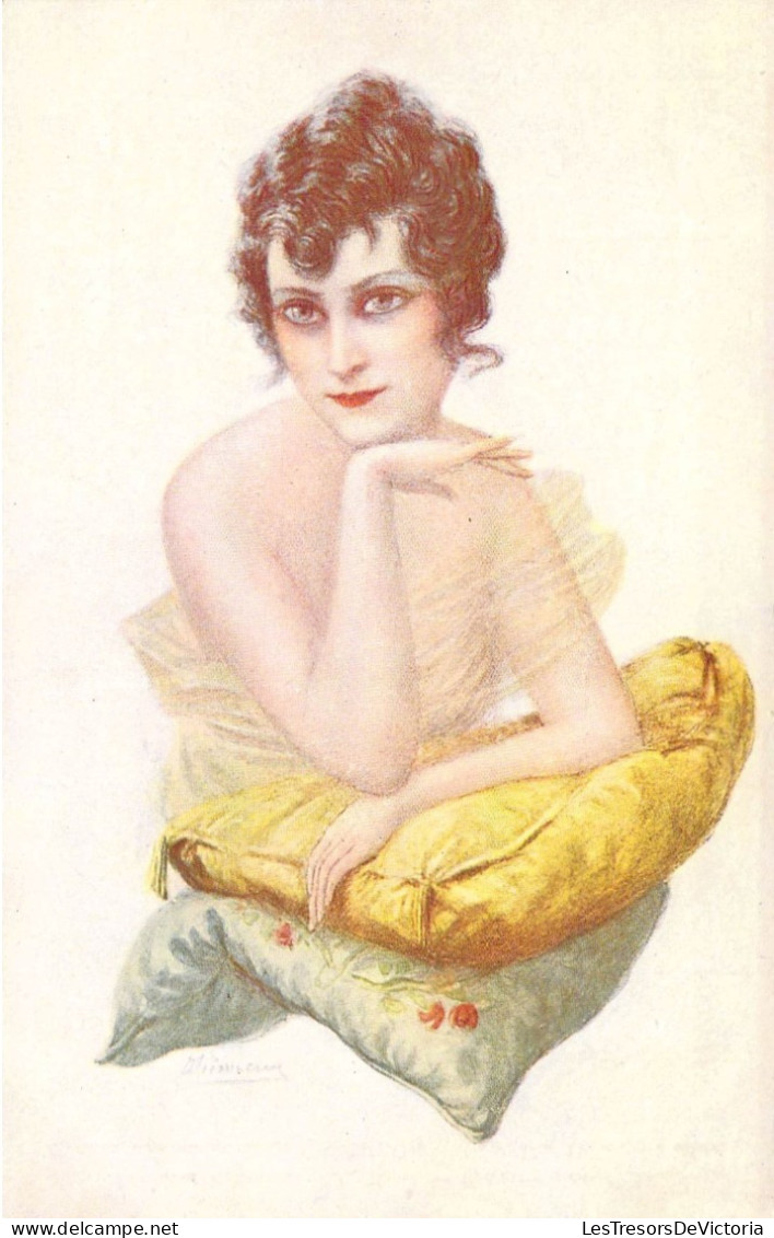 Illustrateur - Crémieux - Femme Aux Coussins - Colorisé - A Noyer  - Carte Postale Ancienne - Autres & Non Classés