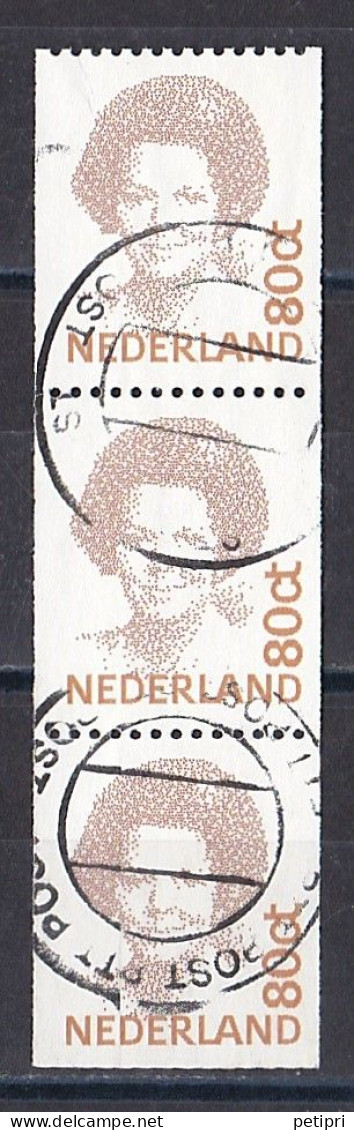 Pays Bas -  1980 - 89   Béatrix   Y&T  N °  1380 Ca  Bande De 3  Oblitéré - Used Stamps