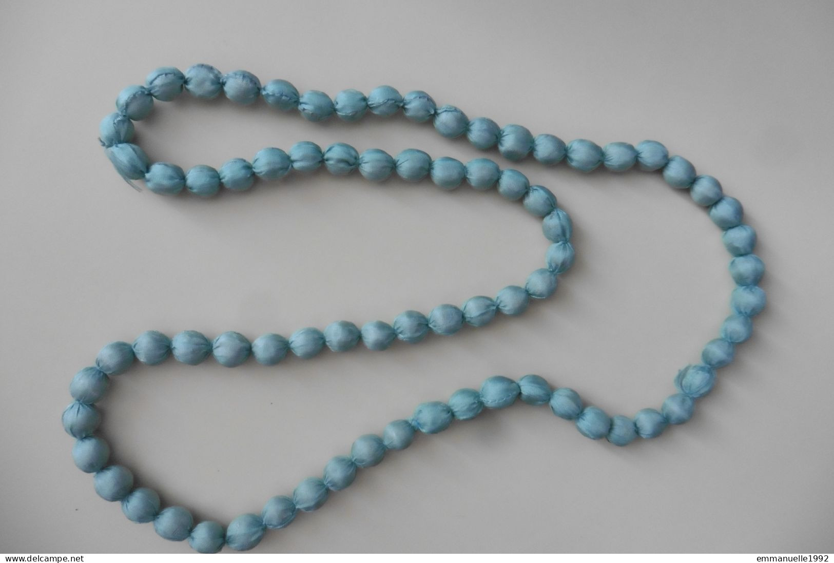 Collier Créateur Style Boho Bohême Perles En Soie Bleu-vert Du Vietnam Fait Main - Ethniques