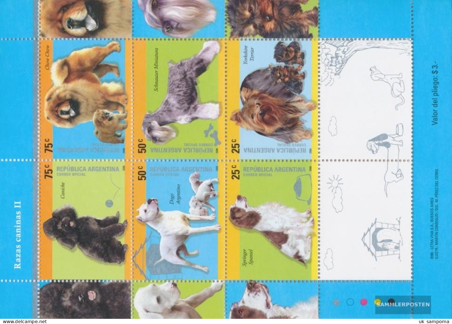 Argentina 3056-3061 Sheetlet (complete Issue) Unmounted Mint / Never Hinged 2006 Breeds - Neufs