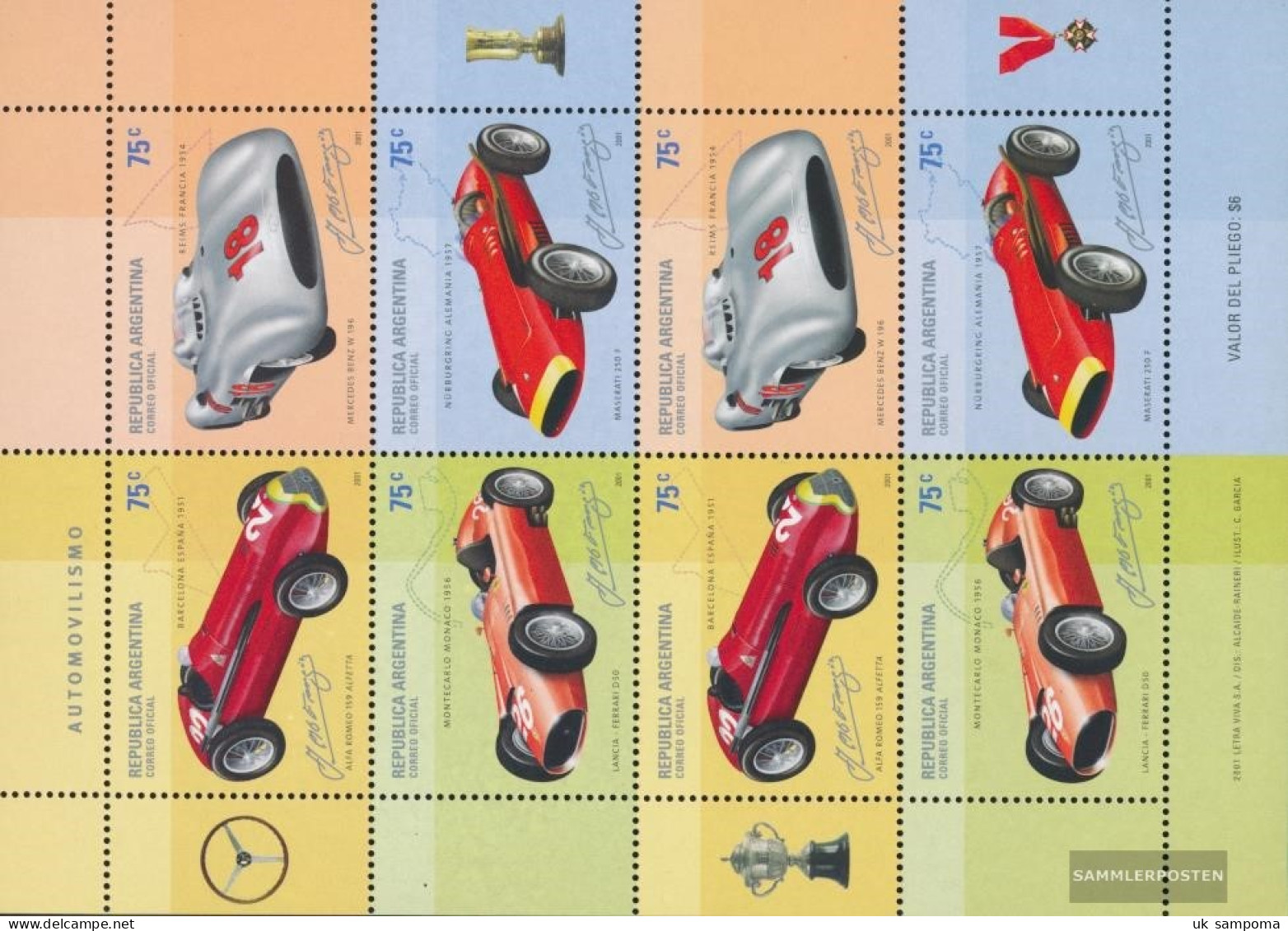 Argentina 2682-2685 Sheetlet (complete Issue) Unmounted Mint / Never Hinged 2001 Juan Manuel Fangio - Unused Stamps