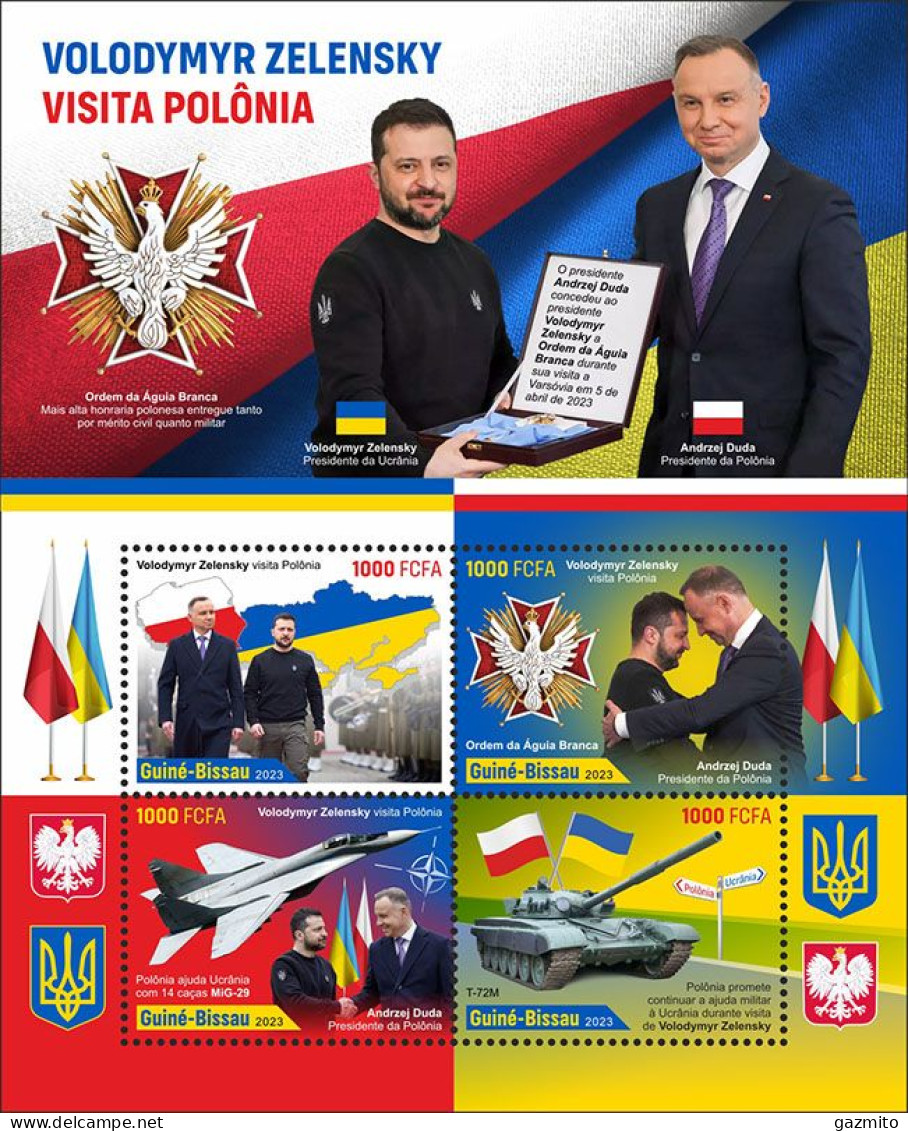 Guinea Bissau 2023 Zelensky Visit Poland, Flags, Plane, Tank, BF - Otros (Tierra)