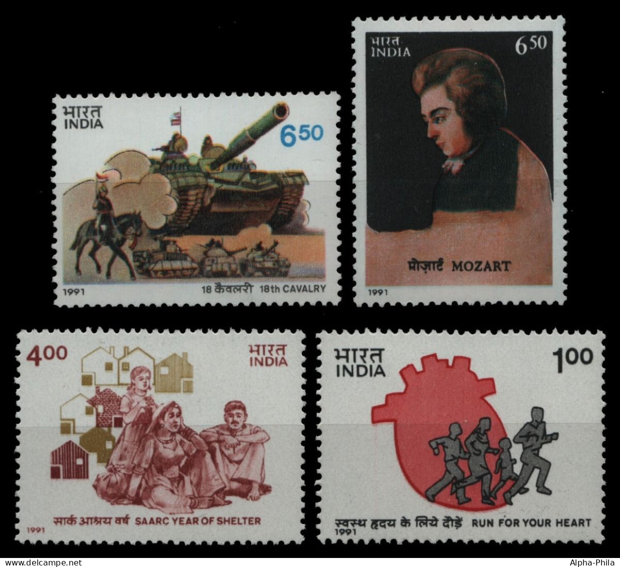 Indien 1991 - Mi-Nr. 1331, 1334, 1335 & 1336 ** - MNH - 4 Ausgaben - Unused Stamps