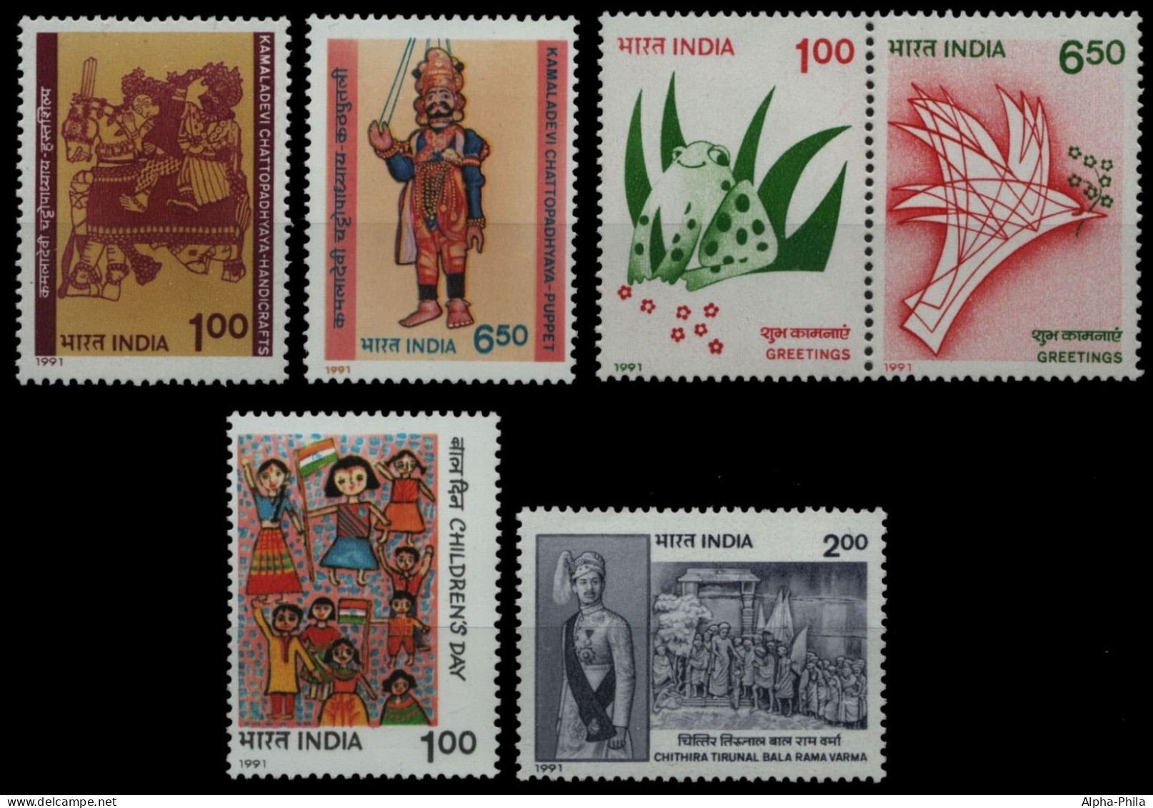 Indien 1991 - Mi-Nr. 1318-1319, 1327-1328, 1329 & 1330 ** - MNH - 4 Ausgaben - Ungebraucht