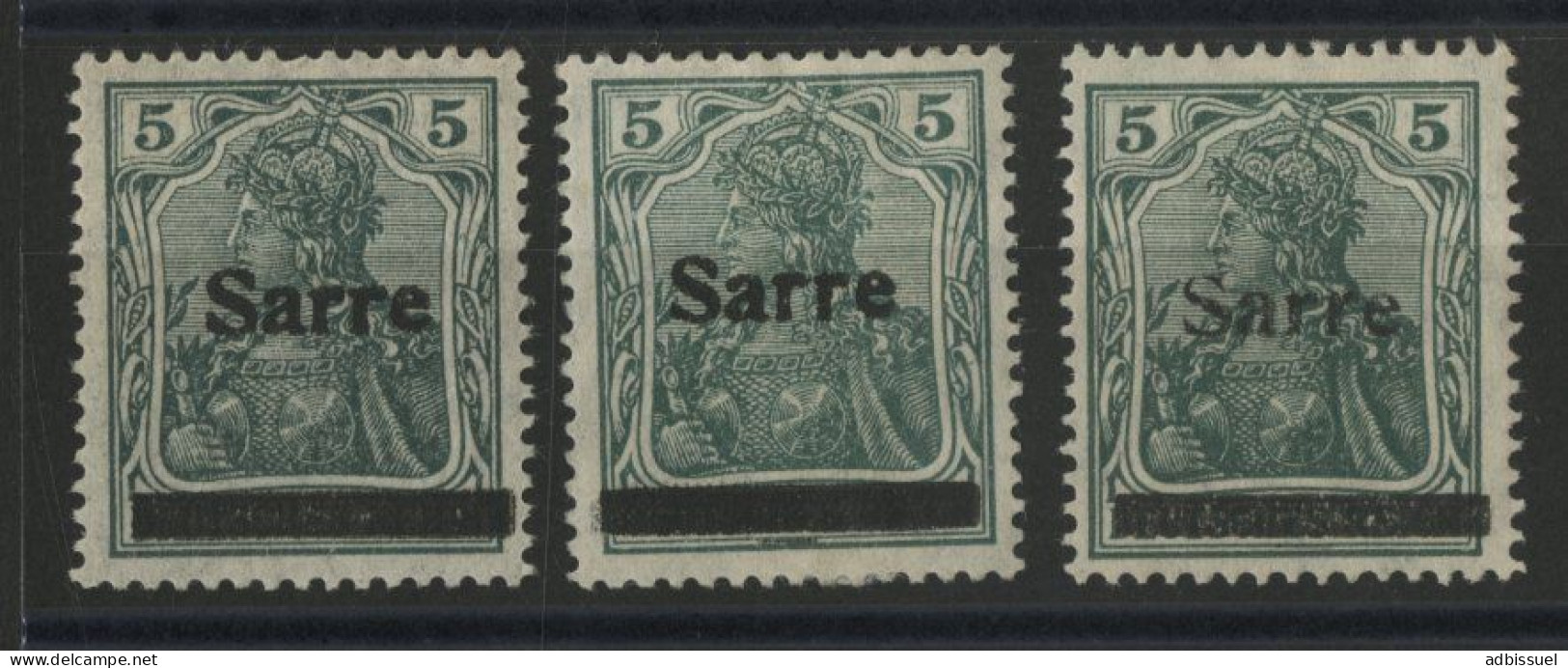 SARRE N° 4 + 4A + 4B Les Trois Tirages Du 5 Ct Neufs * (MH) Sauf Le N° 4 Neuf ** (MNH) - Unused Stamps