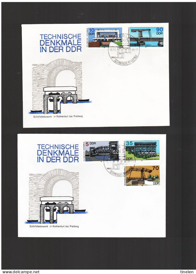 DDR - 1988   2 Fdc Technisce Denkmale In Ddr - 1981-1990