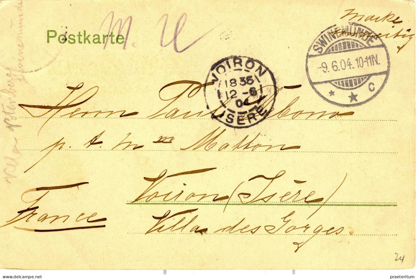 DEUTSCHLAND Brief Swinemunde, 9 Juni 1904 To France - (Swinoujscie, Polen) - Andere & Zonder Classificatie