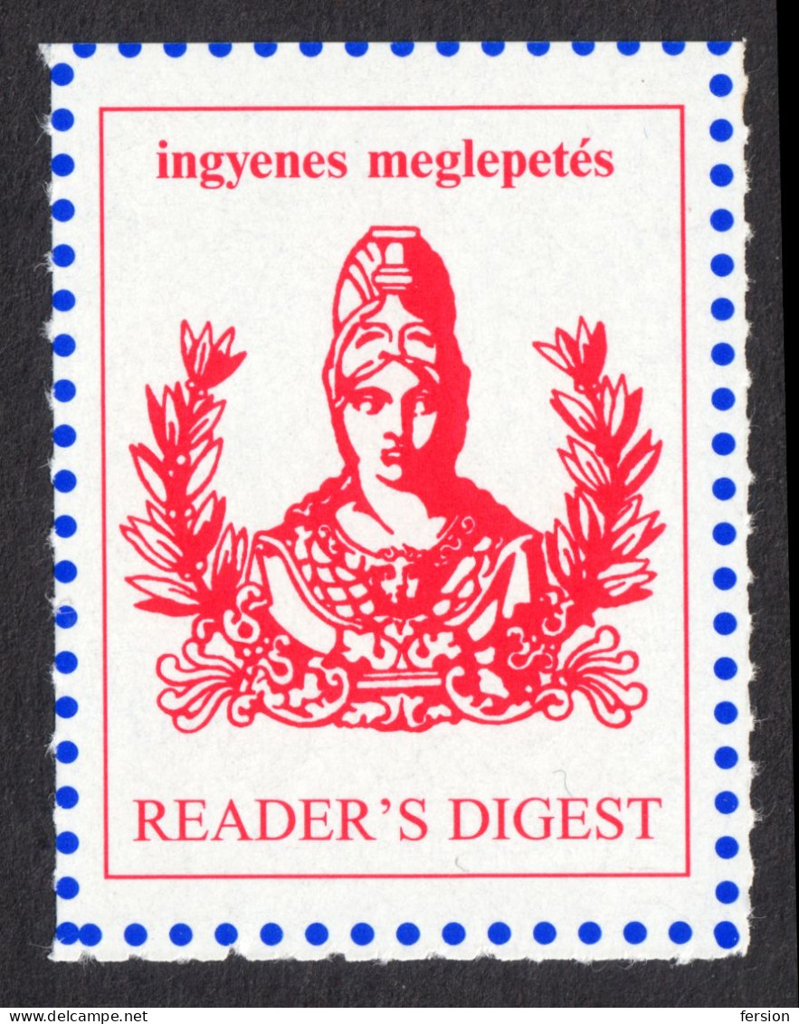 Minerva  GREEK Mythology / Reader's Digest - LABEL Vignette Trading Stamp Voucher Coupon / With Gum / 2000's Hungary - Mythology