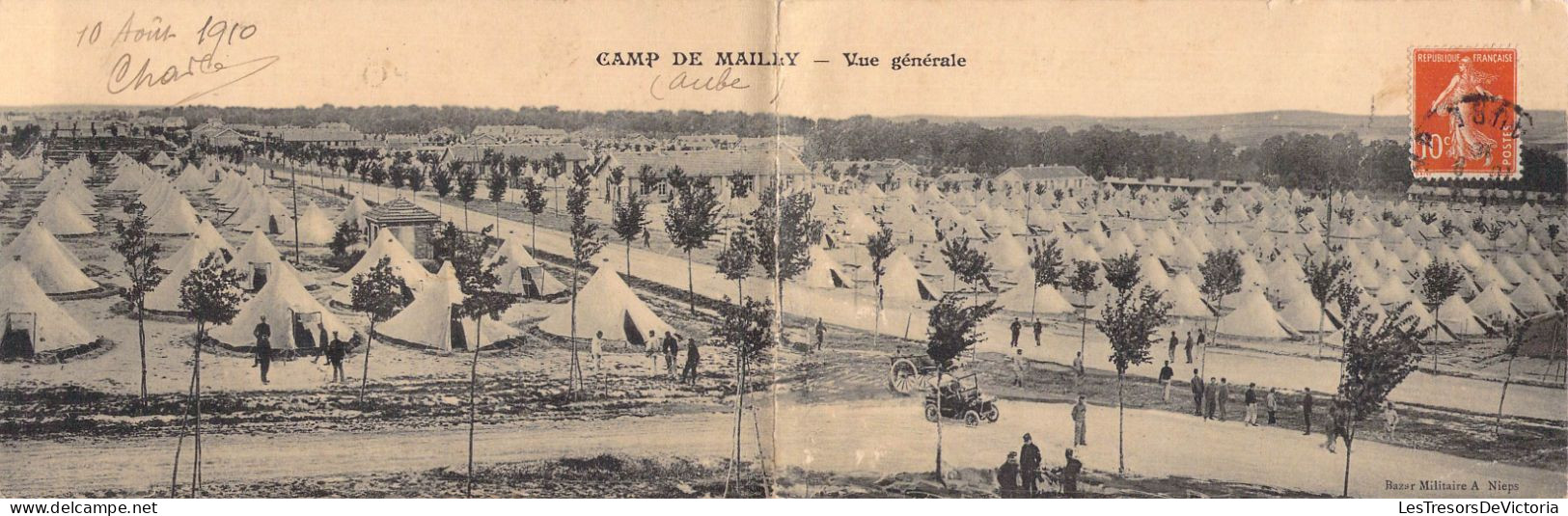 Militaria - Camp De Mailly - Vue Générale - Double Carte - Daté 10 Août 1910 - Carte Postale Ancienne - Autres & Non Classés