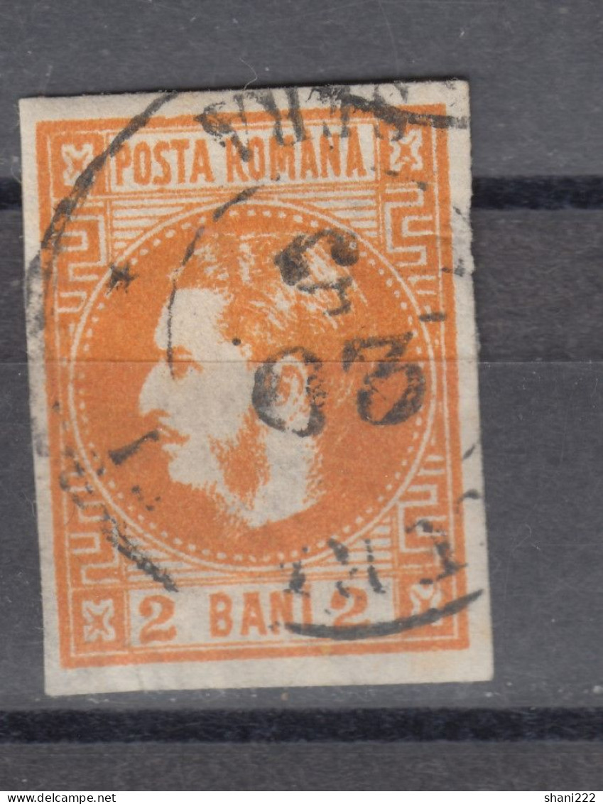 Romania 1868 Princ Carol - 2 B. Yellow Vf Used (e-53) - 1858-1880 Moldavia & Principality