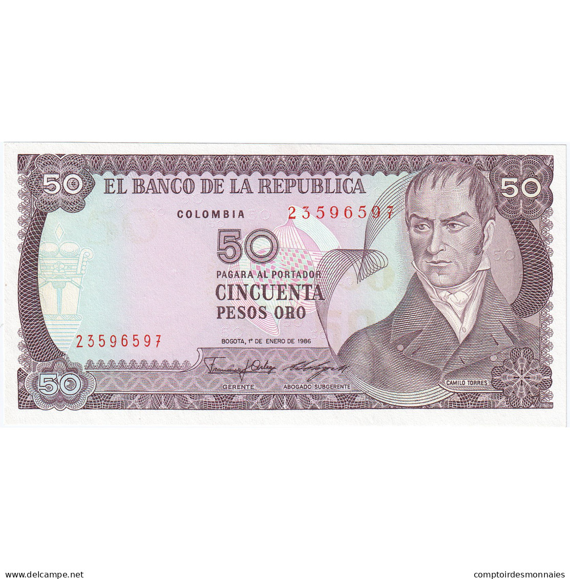 Colombie, 50 Pesos Oro, 1986-01-01, KM:425b, NEUF - Colombie